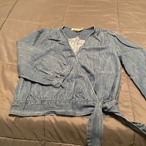 Madewell denim wrap top